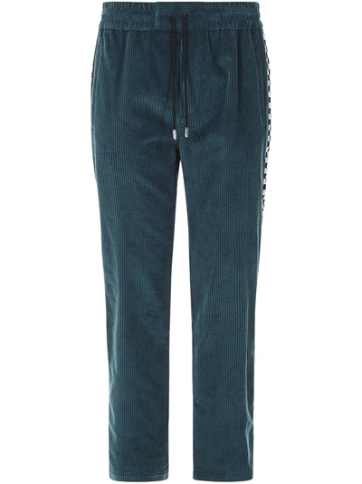 Just Don Checked-stripe Corduroy Trousers In Green