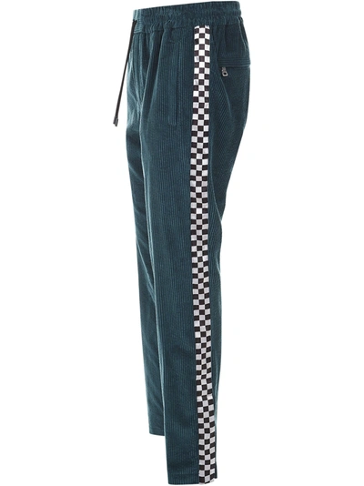 Just Don Checked-stripe Corduroy Trousers In Green