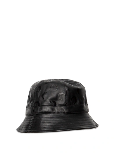 Shop Marine Serre Moon Leather Bucket Hat Black