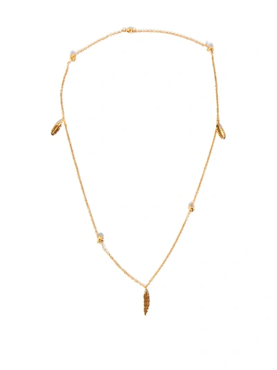 Shop Nick Fouquet Gold-tone Tazio Feather Detail Necklace
