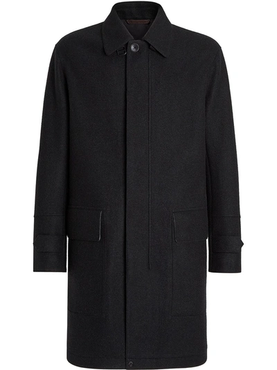 Shop Ermenegildo Zegna Mid-length Wool-blend Coat In Grey