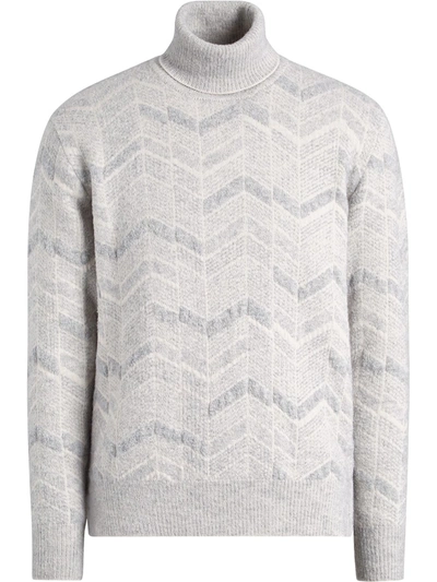 Ermenegildo Zegna Chevron-pattern Jumper In Grey