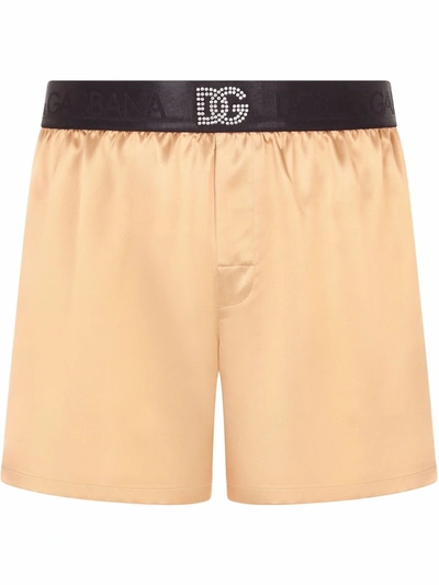 Shop Dolce & Gabbana Logo-print Elasticated-waistband Briefs In Neutrals