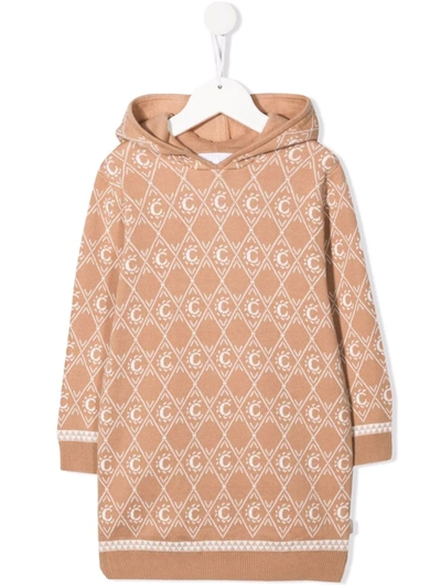 Chloé Monogram-pattern Knitted Jumper Dress In Neutrals