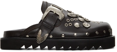 Shop Toga Virilis Ssense Exclusive Brown Leather Studded Clogs In Drk Chocola