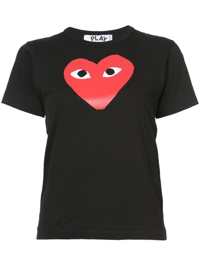 Shop Comme Des Garçons Almond-eyed Heart Print T-shirt In Black