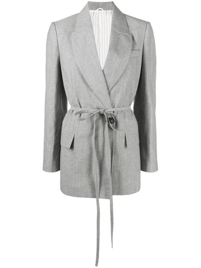 Shop Brunello Cucinelli Tie-waist Blazer In Grey