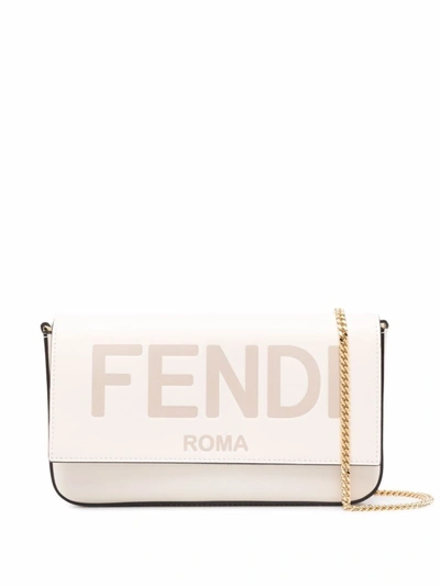 Shop Fendi Logo Debossed Clutch Bag In Neutrals