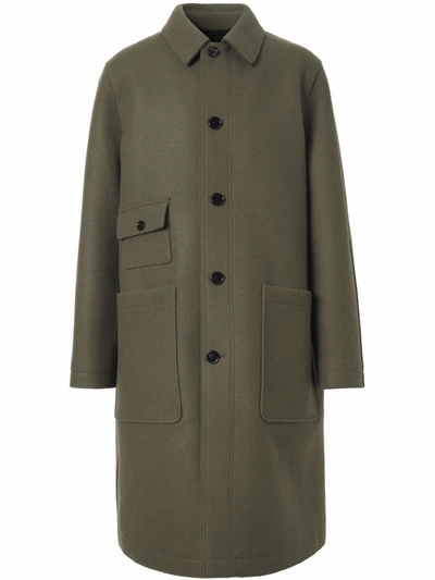 Shop Burberry Single-breasted Mid-length Coat In Grün