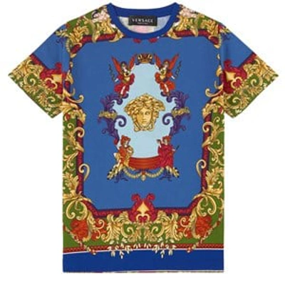 Shop Versace Multicolor Medusa T-shirt In Blue