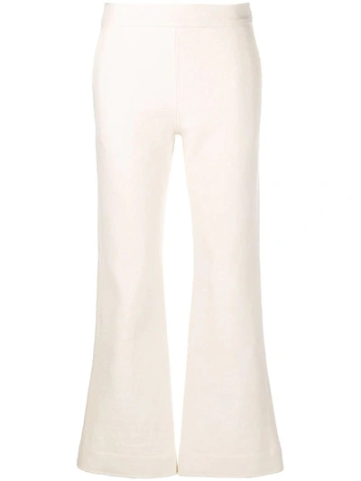 Shop Jil Sander White Flared Cropped Trousers