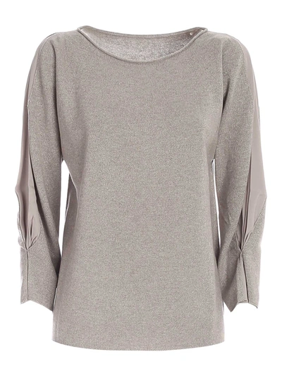 Shop Le Tricot Perugia Silk Inserts Detailed Sweater In Grey