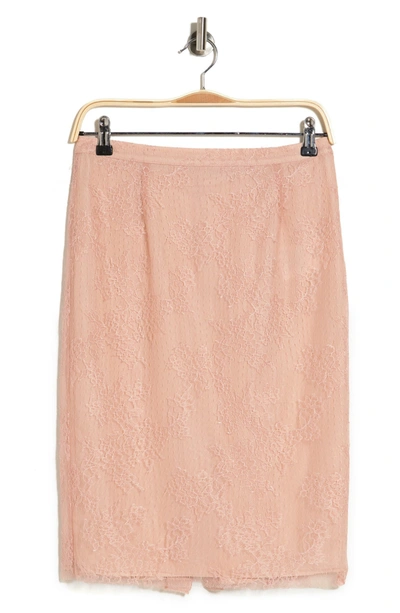 Shop Red Valentino Lace Pencil Skirt In Desert Pink