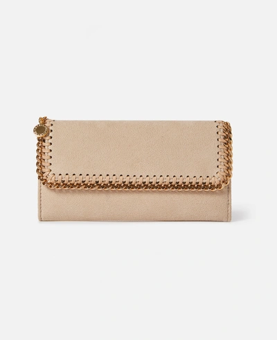 Shop Stella Mccartney Falabella Flap Continental Wallet In Clotted Cream