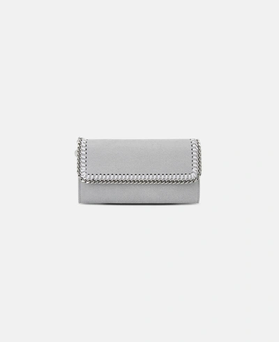 Shop Stella Mccartney Falabella Flap Continental Wallet In Grey