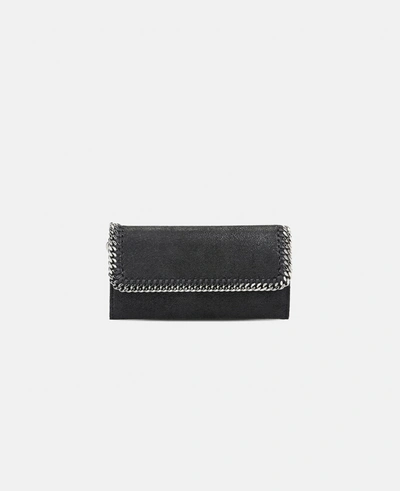 Shop Stella Mccartney Falabella Flap Continental Wallet In Black