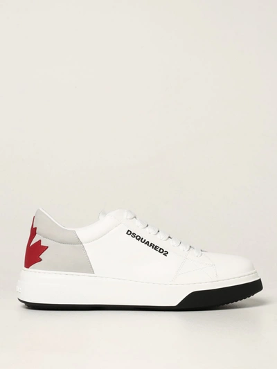 Shop Dsquared2 Sneakers  Leather Bumper Sneakers In White