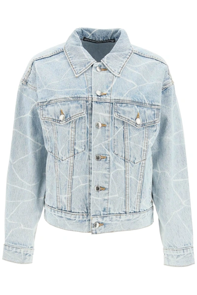 Shop Alexander Wang Oversized Denim Jacket In Pebble Bleach White (light Blue)