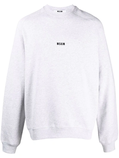 Shop Msgm Logo-print Cotton Sweatshirt In Grey