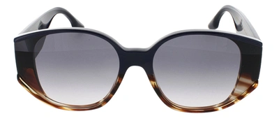Shop Victoria Beckham Vb605s 415 Oval Sunglasses In Blue