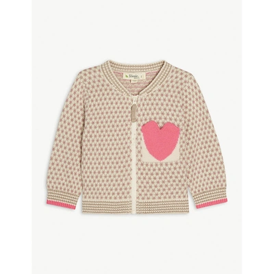 Shop Bonnie Mob Pink Love Hearts Organic-cotton Cardigan 3-24 Months 6-12 Months