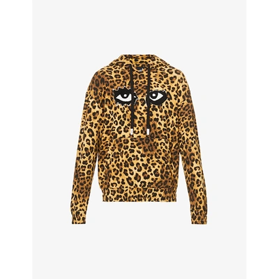 Shop Haculla Mens Grey Leopard Demon Animal Printed Cotton Hoodie M