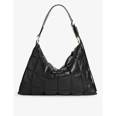 Shop Allsaints Womens Black Edbury Quilted Leather Shoulder Bag