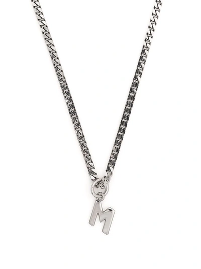 Shop Msgm M Letter Pendant Necklace In Silber