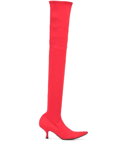 Shop Khaite The Taylor Thigh-high Boots In 红色