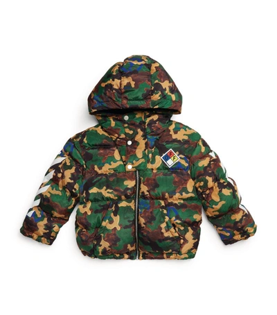 Shop Off-white Camouflage Puffer Jacket (4-12 Years) In Green