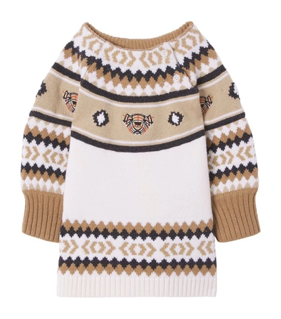 Shop Burberry Kids Wool-cashmere Fair Isle Sweater Dress In Brown
