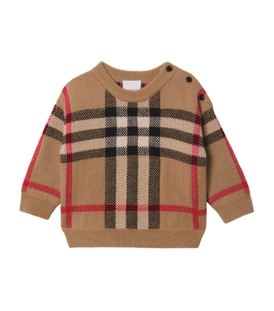 Shop Burberry Kids Wool-cashmere Vintage Check Sweater In Brown