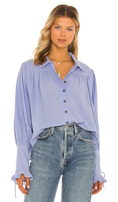 Shop Free People Kiss Kiss Blouse In Baby Blue