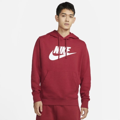 Shop Nike Sportswear Club Fleece Men's Graphic Pullover Hoodie In Pomegranate,pomegranate