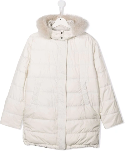 Shop Brunello Cucinelli Teen Padded Down Coat In White