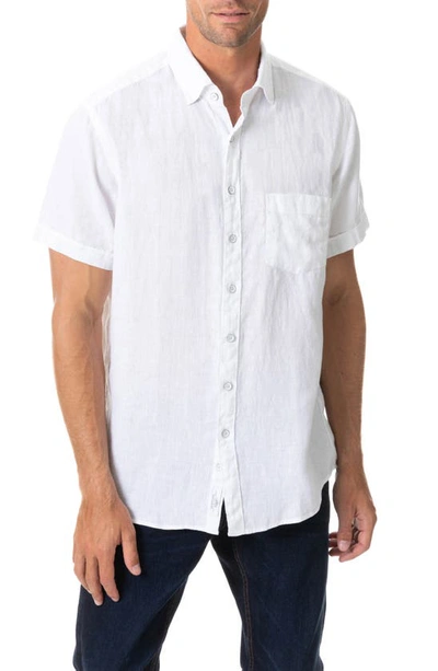 Shop Rodd & Gunn Regular Fit Ellerslie Linen Shirt In Snow