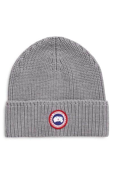 Shop Canada Goose Arctic Disc Ribbed Toque Beanie In Heather Grey