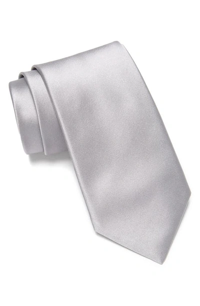 Shop Canali Solid Silk Tie In Silver