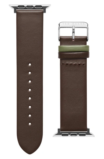 Shop Ted Baker Colorblock Leather 22mm Apple Watch® Watchband In Brown
