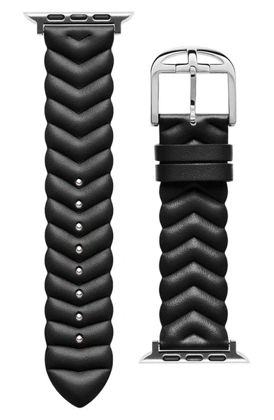 Shop Ted Baker Chevron Leather 22mm Apple Watch® Watchband In Black