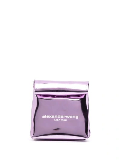 Shop Alexander Wang Logo Print Clutch In Violett