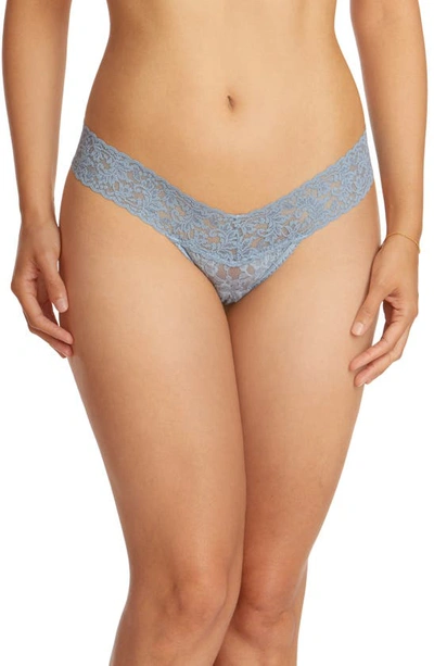 Shop Hanky Panky Signature Lace Low Rise Thong In Grey Mist