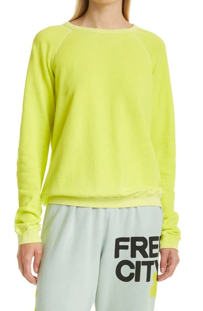Shop Freecity Lucky Rabbits Cotton Sweatshirt In Yellow Rabbit