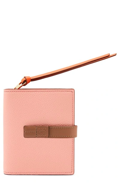 Shop Loewe Anagram Tab Leather Wallet In Blossom/ Tan