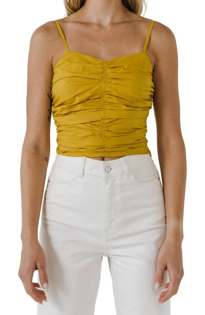 Endless Rose Shirred Cotton Tank Top In Mustard
