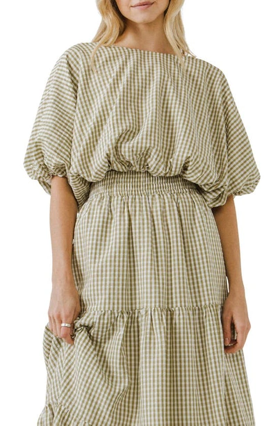 English Factory Balloon-sleeve Crop Top In Olive