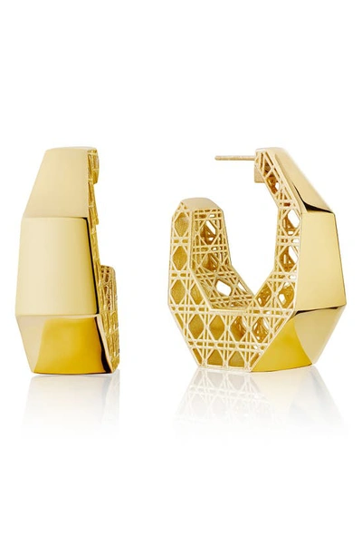 Shop Manluu Cane Hoop Earrings In 18k Gold Vermeil