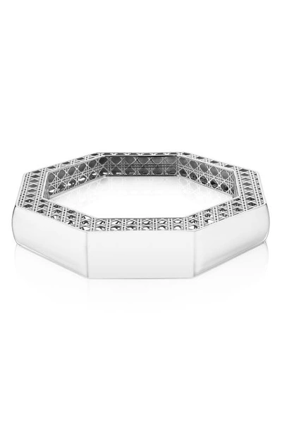 Shop Manluu Cane Bangle In Sterling Silver
