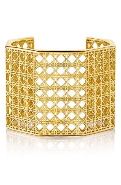 Shop Manluu Cane Cuff Bracelet In 18k Gold Vermeil
