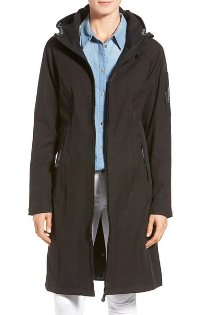 Shop Ilse Jacobsen Long Hooded Raincoat In Black